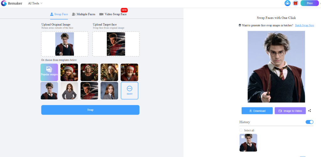 Remaker AI - face swap tool