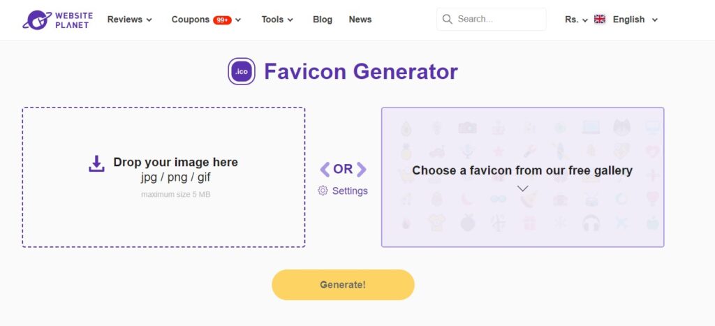 Website Planet Favicon Generator